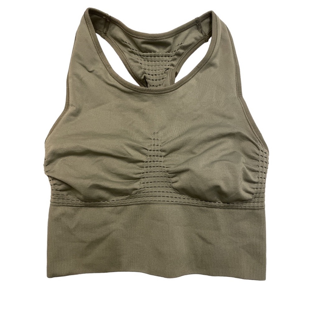 Sweaty Betty Stamina Longline Sports Bra Mossy Green (fits Small) Racerback Crop